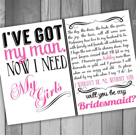 Free Printable Will You Be My Bridesmaid
