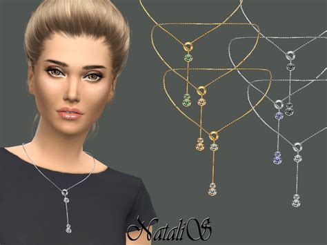 Circle And Crystals Drop Necklace By Natalis At Tsr Sims 4 Updates