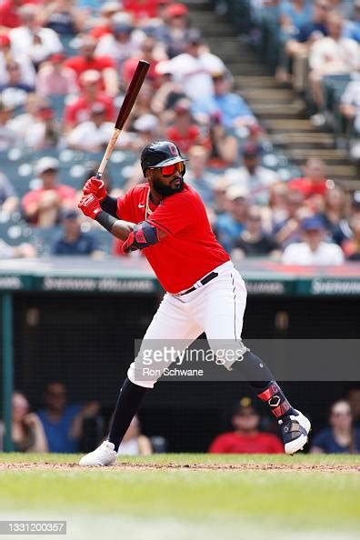 Franmil Reyes Of The Cleveland Indians Bats Against The St Louis