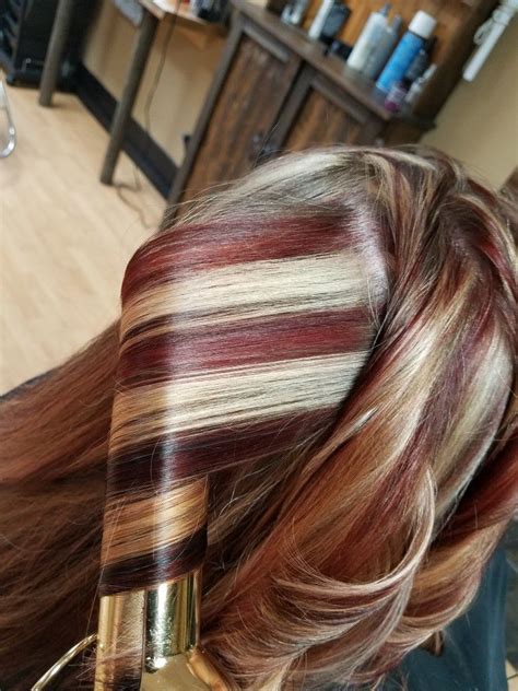 Red Blonde Brown Highlights