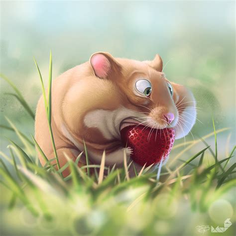 Speed Painting Gluttonous Hamster Cartoon In Krita Finished