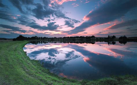 Uk England Lake Shore Beautiful Scenery Sunset Sky Clouds Wallpaper
