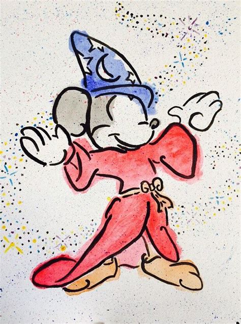 Sorcerers Apprentice Mickey Mouse In Watercolor Disney Paintings