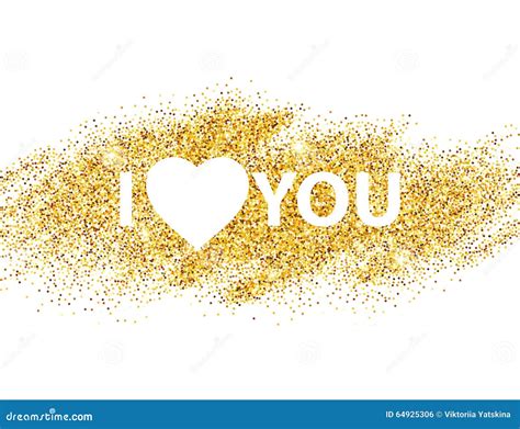 I Love You Message And Heart Golden Glitter Design Stock Vector