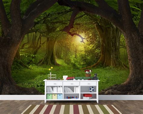 Magic Forest Kids Room Wallpaper Mystic Forest Wall Mural Etsy Uk