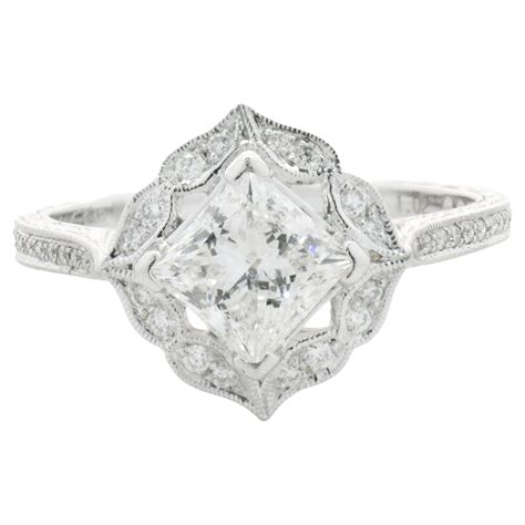 14 Karat White Gold Trillion Cut Diamond Engagement Ring For Sale At