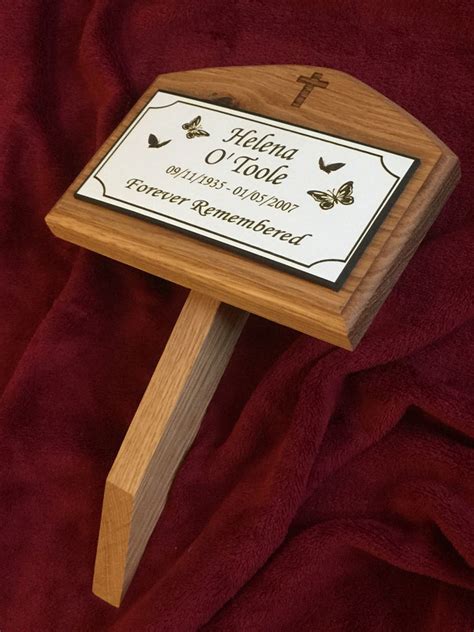 Custom Grave Markers Wooden Oak Memorial Plaque Personalised Burial C