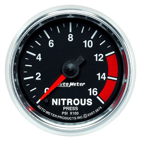 Auto Meter 3874 Gs Series 2 116 Nitrous Pressure Gauge 0 1600 Psi