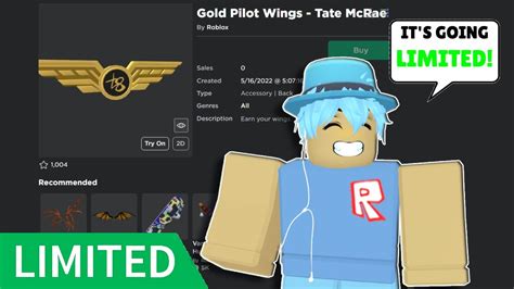 Buy Fast New Golden Pilot Wings Are Going Limited Roblox Trading