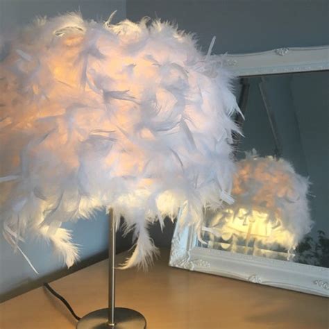 Champagne Pink Or White Or Lilac Feather Light Shade Or Lamp Etsy