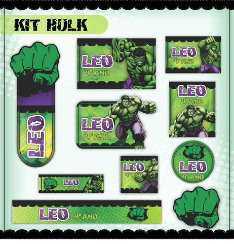 Kit Etiqueta Escolar Hulk