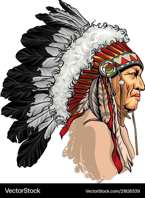 Headdress With Feathers Indian Chief Of Tribe Vector Image