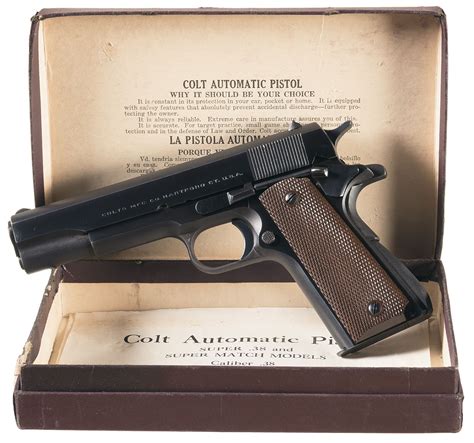 Exceptional Early Post War Colt Super 38 Semi Automatic Pistol Rock