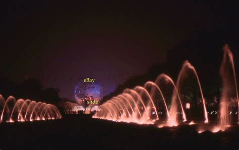 Night Scene Ny Worlds Fair Unisphere Fountains Lit Up 1964 35mm Slide