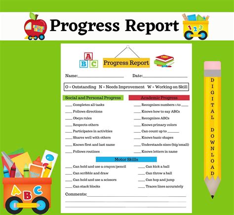 Progress Report Preschool Progress Report Daycare Progress Report