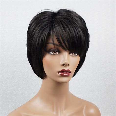 Short Black Bob Wig For Black Women 100 Human Hair Wigs With Etsy