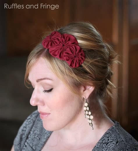 Cranberry Red Flower Trio Headband For Women And Girls