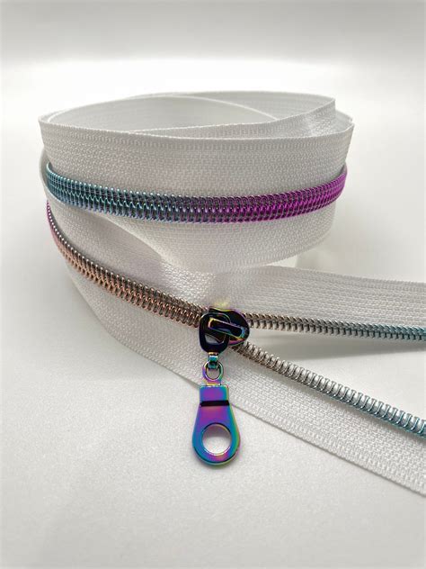 Rainbow Nylon Coil Zipper With White Tape And Rainbow Pulls Zipper By