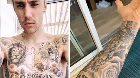 justin bieber gives full body tour of all his tattoos tmz