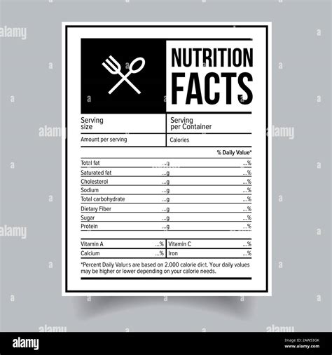 Nutrition Facts Food Label Sticker Stock Vector Image And Art Alamy