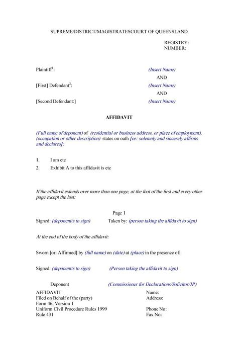 10 Affidavit Forms Word Excel Pdf Templates Word Template Lettering