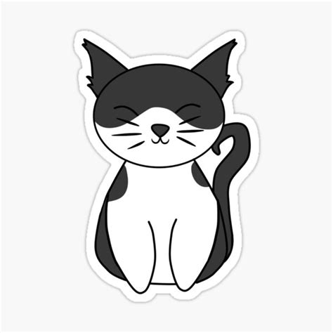 Black And White Cat Sticker By Firefly Night Redbubble