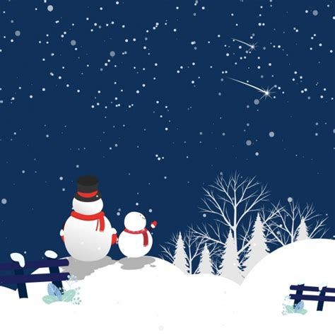 Winter background sparkling night sky white snowman ornament Vectors ...