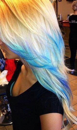 Blonde With Blue Tips Blue Tips Hair Colored Hair