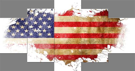 5 Piece American Flag Canvas Wall Art Modern Picture Painting Print