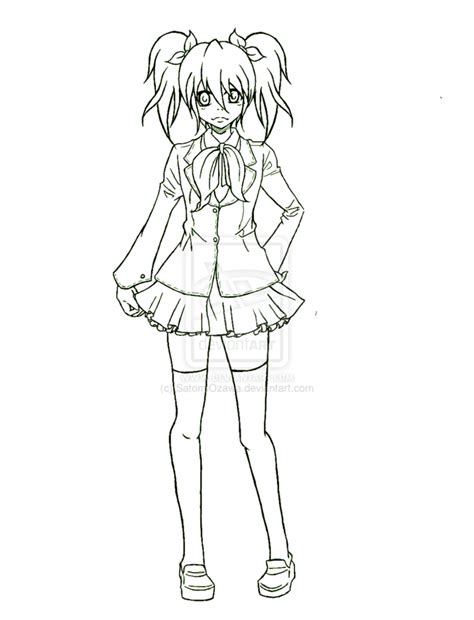 Anime School Girl Sketches Sketch Coloring Page