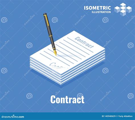Signing Contract Icon Paper Document With Signature And Pen Vector 3d