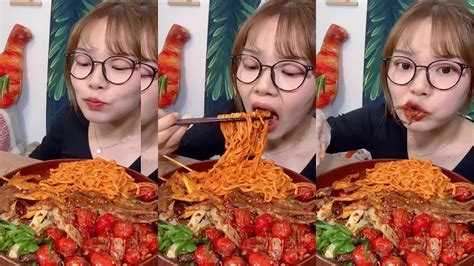 Mukbang Asmr Spaghetti Recipes Spicy Spaghetti Youtube