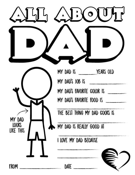 Includes 9 free printable father's day coloring sheets. Father's Day Questionnaire & Coloring Page - Free ...