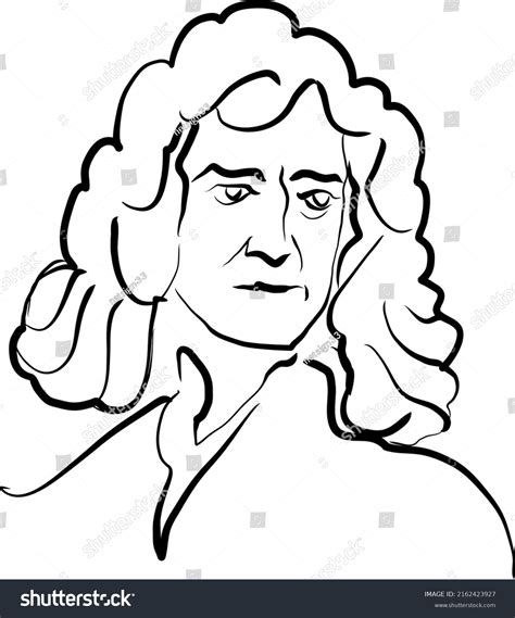 Isaac Newton Modern Vector Drawing Handdrawn Stock Vector Royalty Free