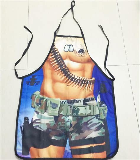 Freeshipping 2018 New Party Apron Sexy Cooking Aprons Funny Muscle Men