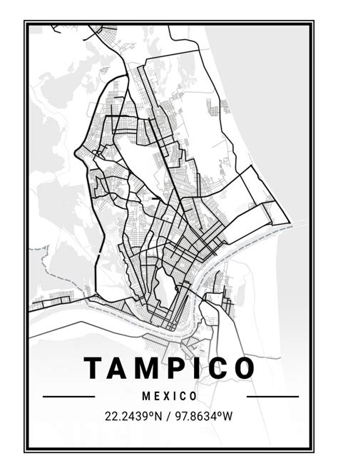 Tampico Light City Map Poster Picture Metal Print Paint By Tien