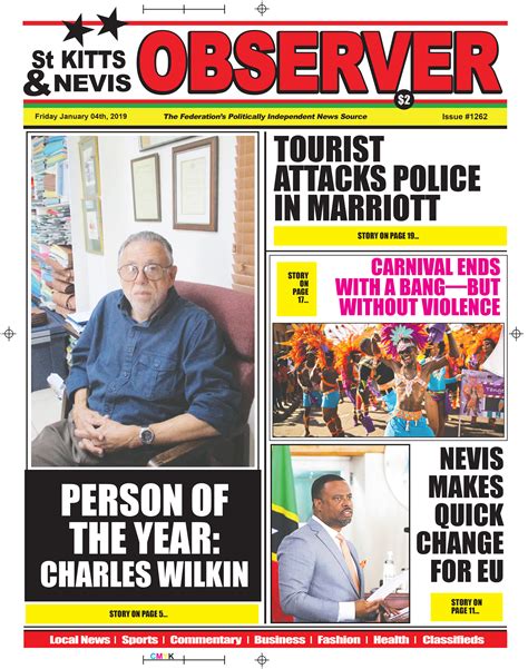 Newspaper Cover for 04th January, 2019 - The St Kitts Nevis Observer