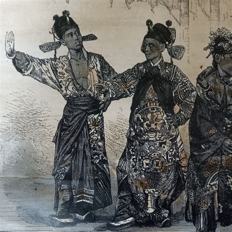 Old Vintage Gallery Gambar Lithograph Kaum Bangsawan Cina Peranakan