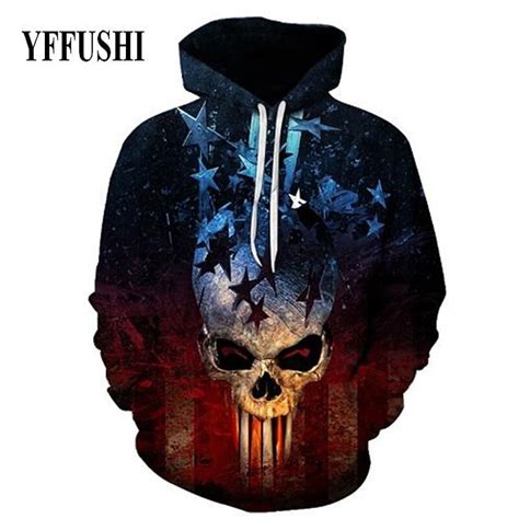 Yffushi 2018 Male Patchworked 3d Hoodies Men Hip Hop Sweatshirt Unique Flower Print Skull Men
