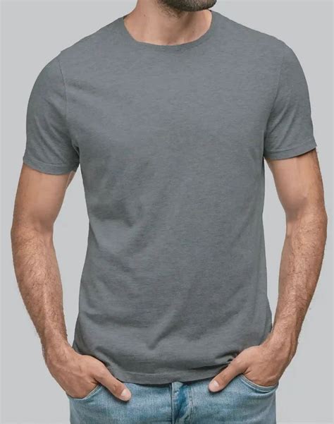 Dark Grey Htr Classic Mens Round Neck T Shirt Men Crew Neck T Shirt Tees With Round Neck