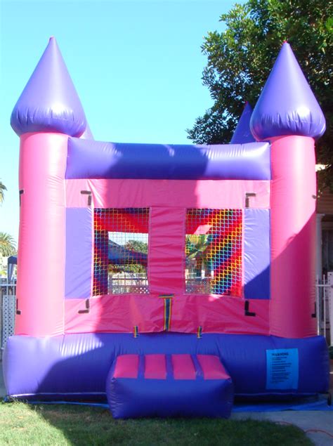 We have variety of different bounce houses, combo bouncers, waterslides, obstacle courses, interactive games, tables/tents/chairs, concession i have never rented a bounce house for a party before, this business was on point. Inflatable Pink Purple Bounce House Rental - Big Blue Sky ...