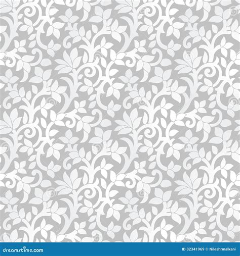 Seamless Luxurious Silver Floral Wallpaper Stock Vector Illustration