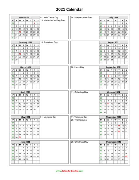 Holidays Calendar 2021 Vertical Calendar Quickly