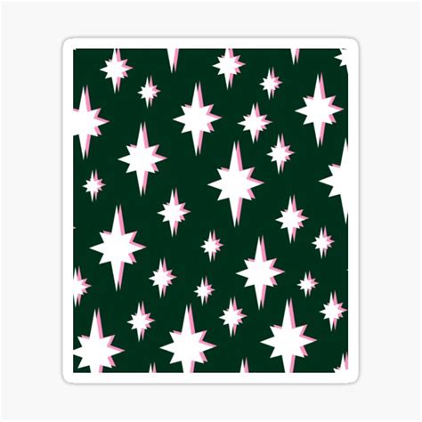 Celestial Stars Pattern In Green Pink And White Sticker For Sale By