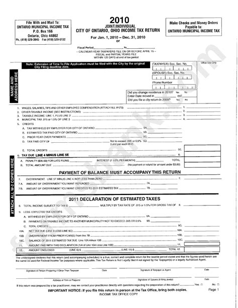 Sa100 tax return forms published before 2017 can be found on the national archive. Income Tax Return Form - City Of Ontario - 2010 printable ...