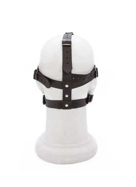 stockroom silicone ball gag and leather blindfold head harness male stockroom