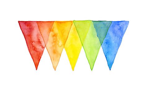 Geometric Watercolor Pattern Rainbow Triangles Painting By