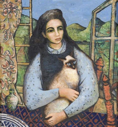 Girl With A Siamese Cat Art Uk