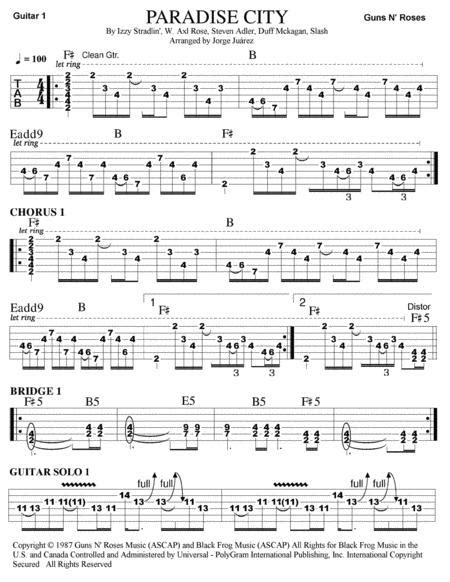Check spelling or type a new query. Paradise City F Guitar Tab Music Sheet Download ...