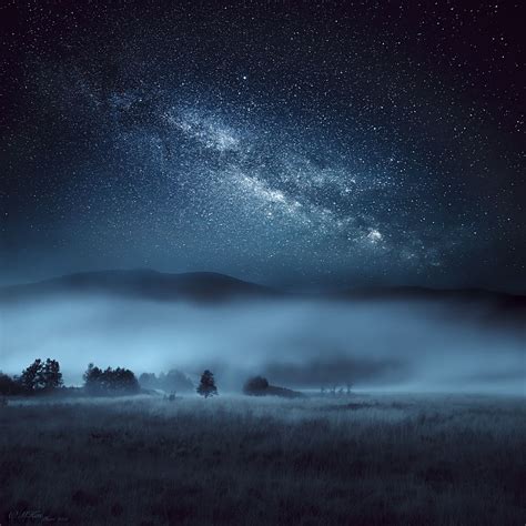 Foggy Night Nightscape Photography Landscape Photography